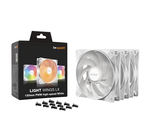 Lot de 3 Ventilateurs de boitier be quiet! Light Wings LX High Speed RGB - 12cm (Blanc)