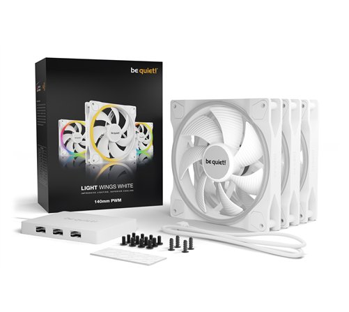 Lot de 3 Ventilateurs de boitier be quiet! Light Wings RGB - 14cm (Blanc)