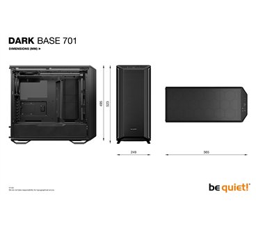 Boitier Moyen Tour ATX be quiet! Dark Base 701 RGB avec panneau vitré (Noir)