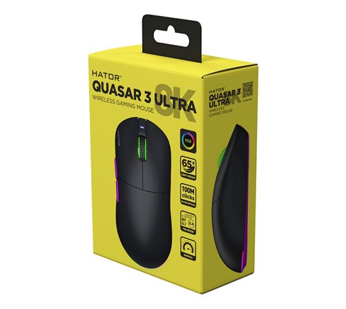 Souris sans fil Gamer Hator Quasar 3 Ultra 8K RGB (Noir)