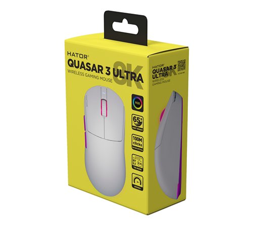Souris sans fil Gamer Hator Quasar 3 Ultra 8K RGB (Blanc)