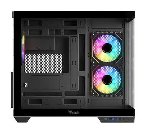 Boitier Moyen Tour ATX iTek Dark Cave DS RGB avec panneaux vitrés (Noir)
