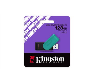 Kingston Technology DataTraveler 128GB Portable USB 3.2 Gen 1 Exodia S (Noir/Turquoise)