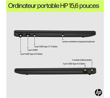 HP 15-fd1015nf Intel Core Ultra 7 155H Ordinateur portable 39,6 cm (15.6") Full HD 32 Go DDR5-SDRAM Wi-Fi 6 (802.11ax) Windows 1