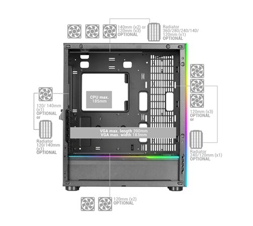 Boitier Grand Tour E-ATX Mars Gaming MC-Ultra RGB avec panneaux vitrés (Blanc)