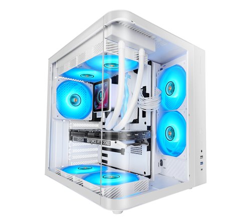Mars Gaming MC-CURVW Midi Tower Noir, Blanc