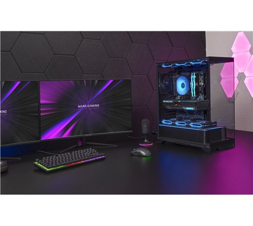 Boitier Moyen Tour ATX Mars Gaming MC-Prisme avec panneaux vitrés (Noir)