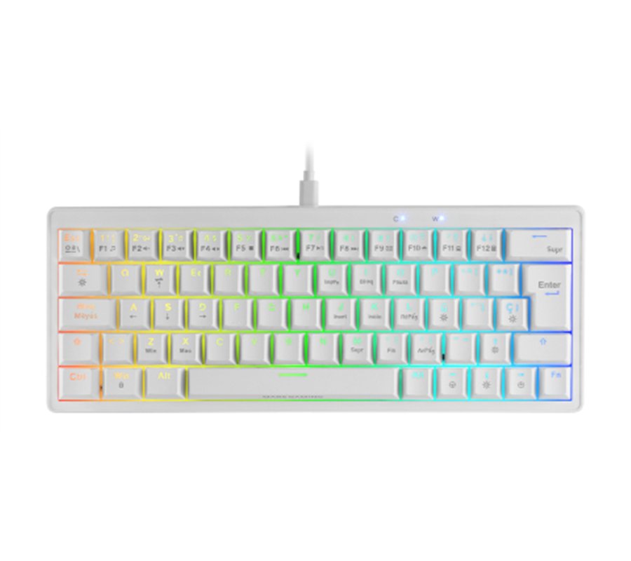Clavier Gamer mécanique (Blue Switch) Mars Gaming MKMiniPro TKL RGB (Blanc)