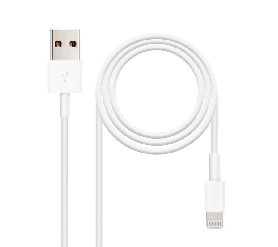 Câble Nanocable USB-A - Lightning M/M 1m (Blanc)
