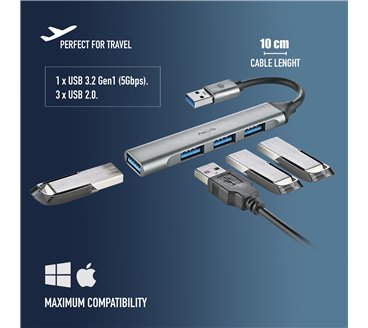 Hub USB 3.2 NGS iHub4 Micro- 4 ports (Gris)