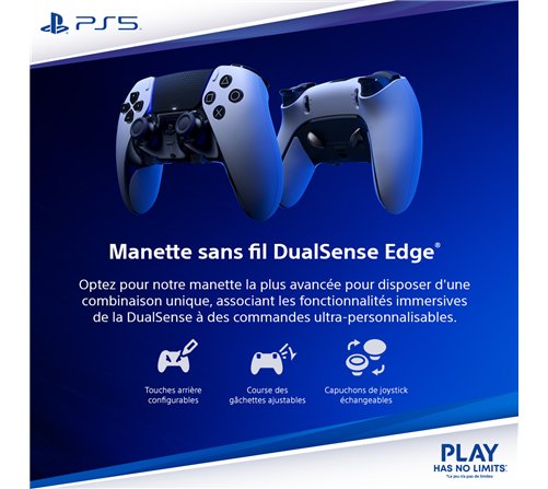 Manette de jeu sans fil Playstation 5 Sony DualSense pour PS5 (Bleu)