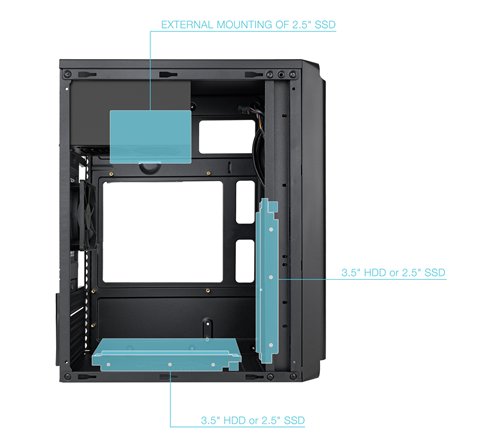 Boitier Mini Tour Micro ATX TooQ TQC-4702-SP + Alimentation 500W (Noir)