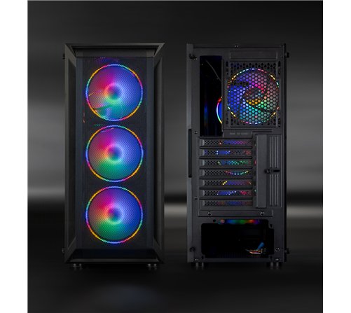 Boitier Moyen Tour ATX TooQ Ragnärok TQGCC101-B RGB avec panneau vitré (Noir)