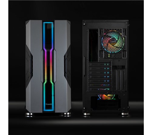Boitier Moyen Tour E-ATX TooQ NightCity TQGCC103 RGB avec panneau vitré (Argent/Noir)