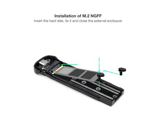 Boitier externe USB-C 3.1 Tooq TQE-2202 - S-ATA M.2 Type 2280 (Gris)