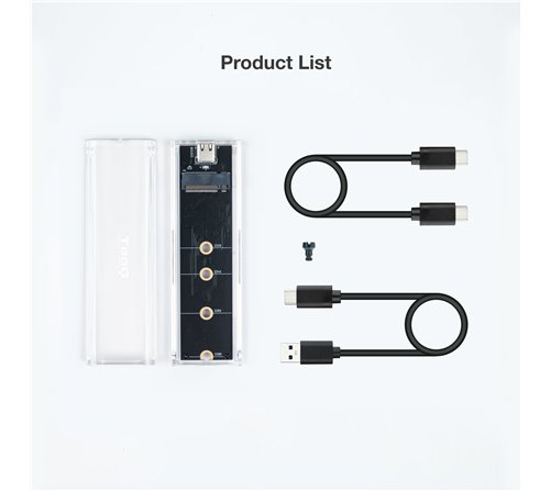 Boitier externe USB-C 3.2 Tooq TQE-2200 - M.2 NVMe Type 2280 (Transparent)
