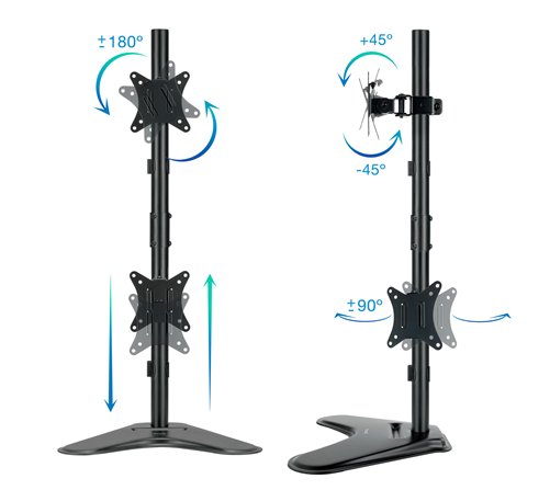 Support double-écran à poser Tooq DB1703TNV 17"-32 (9kg max) (Noir)