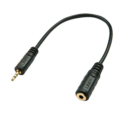 Cable Adaptateur Lindy Jack 3,5mm F vers Jack 2,5mm M 20cm (Noir)
