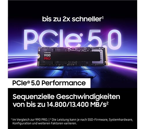 SSD SAMSUNG SERIE 9100 PRO M.2 4To 2280 PCIe 5.0 x 4 NVMe 2.0 Lecture 14800 Mo/s Ecriture 13400 Mo/s  MZ-VAP4T0BW