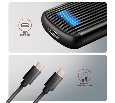 Boitier externe USB-C 3.2 Axagon EEM2-SC Ribbed - NVMe M.2 Type 2280 (Noir)