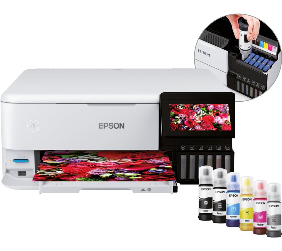 EPSON EcoTank ET-8500 MFP 3en1 Jet d'encre 6 couleurs A4 rechargeable 16ppm/12ppm, R-V, USB, Ethernet, Wifi, Wifi direct, SD, im