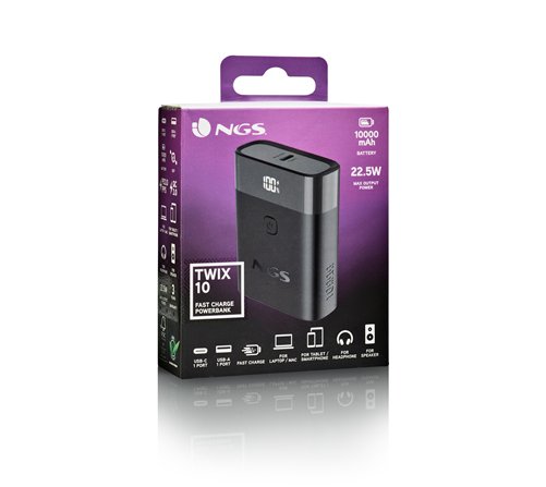 Batterie externe USB NGS Twix 10 - 10000mAh (Noir)