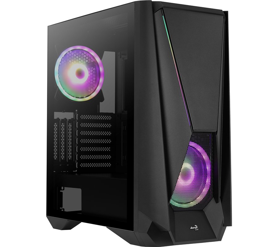 Boitier Moyen Tour E-ATX AeroCool Visor RGB avec panneau vitré (Noir)