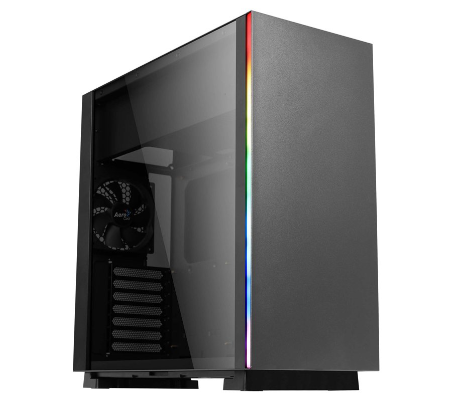 Boitier Moyen Tour ATX AeroCool Glo RGB avec panneau vitré (Noir)