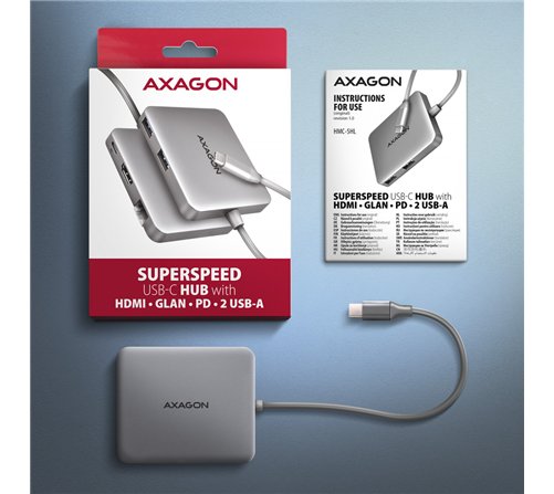 Station d'accueil portable USB-C 3.2 Axagon HMC-5HL (Gris)