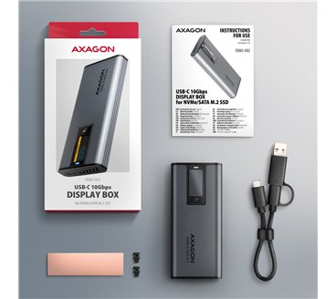 Boitier externe USB-C 3.2 Axagon EEM2-SD2 - S-ATA/NVMe M.2 Type 2280 (Noir)